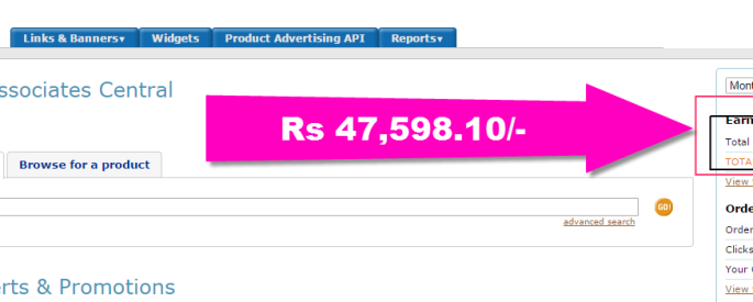 amzon india affiliates earning proof